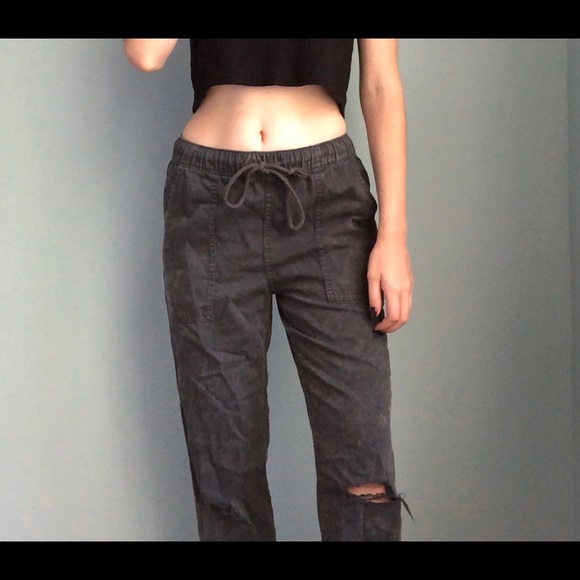 SOLD—Aerie distressed drawstring boyfriend chambray pants - Picture 2 of 5